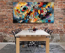 Buy Bright Colourful Wall Art Painting Print Canvas Panoramic Rainbow Kandinsky Styl • 22.99£