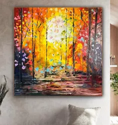 Buy Richter Original Abstract Oil Painting 100x100cm On 1.6cm Canvas Autumn Forest • 315£