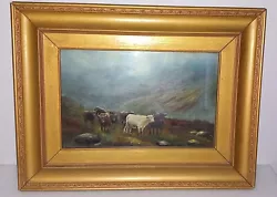 Buy Antique Oil On Canvas Painting Cattle Scene Signed HENNA 1885 16.5 × 12.75 Inch • 67.50£
