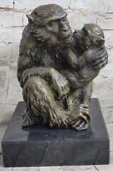 Buy Signed Gorilla W/ Baby Monkey Animal Bronze Statue Art Deco Figure Hand Made • 103.26£
