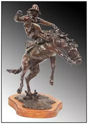 Buy Daro Flood Western Bronze Sculpture Full Round Signed Blind Buck Cowboy Horse • 3,444.59£