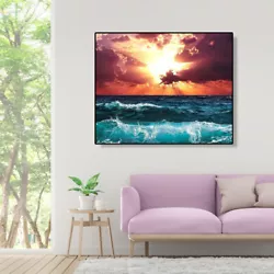 Buy Painting By Numbers Kit DIY Waves Clouds Hand Painted Canvas Oil Art Picture • 7.55£