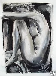 Buy 24  Framed Nude Print Canvas Drawing Black White Coa Painting By Andy Baker • 44.24£