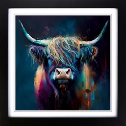 Buy Highland Cow Abstract Expressionism Wall Art Print Framed Canvas Picture Poster • 34.95£
