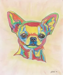 Buy Multi Coloured CHIHUAHUA Print - Rainbow - Tiny Dog - Dog Portrait - Happy • 9.99£