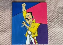Buy POP ART, Freddy Mercury Hand Painted Acrylic Canvas, LGBT, Queen, Gay, 12” X 10” • 34.49£