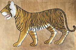 Buy Large Tiger Painting - Oil On Cloth - 1937 Jaipur, Indian • 2,995£