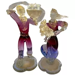 Buy Vintage Murano Venetian Glass Figurines Man Woman Couple Harvest Purple • 573.59£