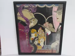 Buy Original Art Deco Flapper Girls & Gentleman Watercolor Painting, Great Colors • 138.10£