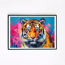 Buy Tiger Abstract Colourful Painting Illustration 7x5 Retro Wall Decor Art Print  • 3.95£