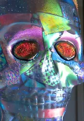 Buy Dichroic Fused Glass Skull 3D Wall Art Multicolor Halloween Sculpture Studio • 170.61£