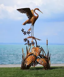 Buy XL Heron IN Wild Garden Park Sculpture Handmade Rust Stahl. Height 218 CM • 2,494.05£
