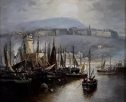 Buy Busy Fishing Port Scarborough Yorkshire Oil Painting Walter Linsley Meegan C1900 • 2,950£