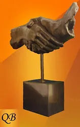Buy Art Deco Bronze Figurine Sculpture Statue Hot Cast Friendship Hand Shake Figure • 0.99£