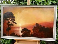 Buy Acylic Painting On Board Of Sunset Over The Sea By S Haggarty 1970 • 50£