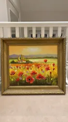 Buy Stunning Pair Of Poppy Field Stretch Canvas Paintings • 100£