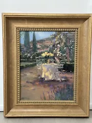 Buy Tuscan Garden Shadow Catchers 20”x16”Framed  Painting In Oil By Stevens Allayn • 93.55£