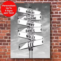 Buy Street Sign Canvas Personalised Up To 6 Names Intersection Crossroads Canvas • 12.99£