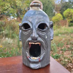 Buy Folk Art Pottery Vampire Lantern Face Jug W/ Fangs Savannah Craven | 12  X 6.5  • 124£