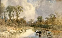 Buy Antique 1875 Watercolour Painting Pastoral Rural Scene Artist Signed Peace Sykes • 380£