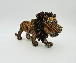 Buy Hand Beaded Wire LION Safari Animal Figurine Statue Zoo Friends Boho Decor • 12.43£