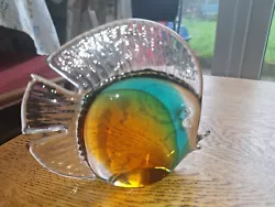Buy Glass Of Venice Murano Glass Tropical Fish - Amber Aqua • 60£