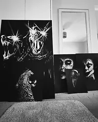 Buy Black And White Acrylic Paintings On Canvas And Grey Board, Hand Painted • 15£