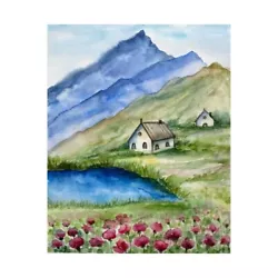 Buy Original Watercolor Art Scotland Painting Cottage Art Scottish Thistle Painting • 38.86£