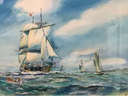 Buy Brest Marine Signed Roussel Watercolour Gouache Vintage Britanny Antique Ship • 438.61£
