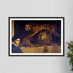 Buy Francesco Hayez - Self-Portrait With Tiger And Lion (1830) Poster Painting Print • 5.50£