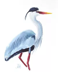 Buy Blue Heron Painting Bird Original Watercolor Great Blue Heron Wall Art Gift • 27.35£