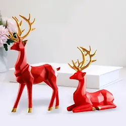 Buy 2Pieces Deer Statues Reindeer Figurines Ornaments Nordic Style Sculpture For • 17.63£