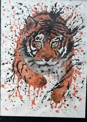 Buy 🐯 Original Hand Painted And Signed Watercolor Wild Tiger 18x24 -G. Stevens 2016 • 196.87£