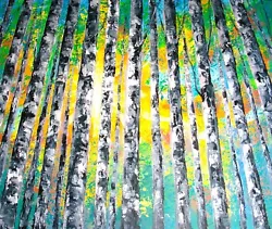 Buy Birch Trees Sunlight Landscape Original Painting Canvas Abstract Modern 20x24 • 65£