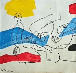 Buy Oil Painting On Canvas Abstract Signed Canvas LE CORBUSIER Handmade Art • 30£