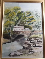 Buy Original  Art Work Water Colour . River Scene.  Signed.  Gold Tone Frame . • 15£