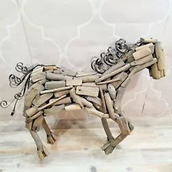 Buy Vintage Reclaimed Driftwood Horse Wood Modern Art Sculpture Metal Mane • 212.62£
