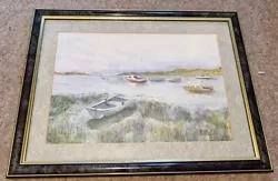 Buy Original Painting Of Boats On Water By C.D.G 2001. Framed. Used. • 10£