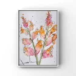 Buy Pink Orange Wildflowers Bells Flower Art Original Floral Art Watercolor Painting • 20.72£