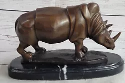 Buy Black Rhino Bronze Sculpture Hand Made By Lost Wax Method Dali Artwork • 274.84£