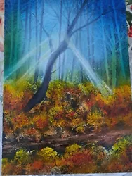Buy Golden Ray's Through Old  Trees  Foliage Mixed Media Canvas Unframed Signed. • 15£