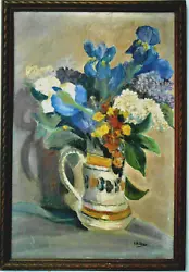Buy OIL TABLE On Panel. Floral Composition Signed A.M.NEAU • 59.53£