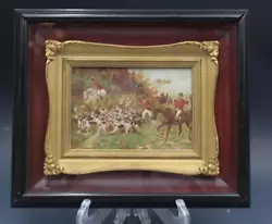 Buy 19C Oil On Board Painting English Countryside Fox Hunting Scene Riders & Horses • 368.05£