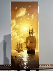 Buy Sun Sailboat Sea Landscape Sea Oil Painting Craft Picture Paintings Unique • 189.29£
