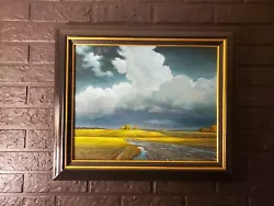 Buy 🖼Original Oil Painting Canvas Framed Realism Landscape Clouds Signed  Decor Art • 779.62£