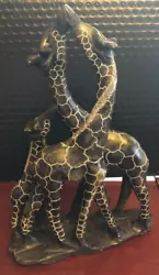 Buy African Shona Stone Art Scupture 9.5'' Kissing Giraffe Pair And Baby • 53.74£