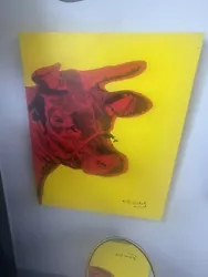 Buy Andy Warhol Oil Painting On Canvas - Cow On Yellow Background • 994.59£