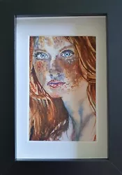 Buy Red Head Woman Original Watercolour Painting Moody 6 ×4  Framed  • 95£