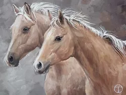Buy Horses Original Acrylic Painting Portrait Farm Animals 7x10 Inches   Ⓣ • 53.75£