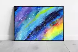 Buy Soft Watercolour Rainbow Colourful Starry Galaxy Abstract Space Painting Style • 6.43£